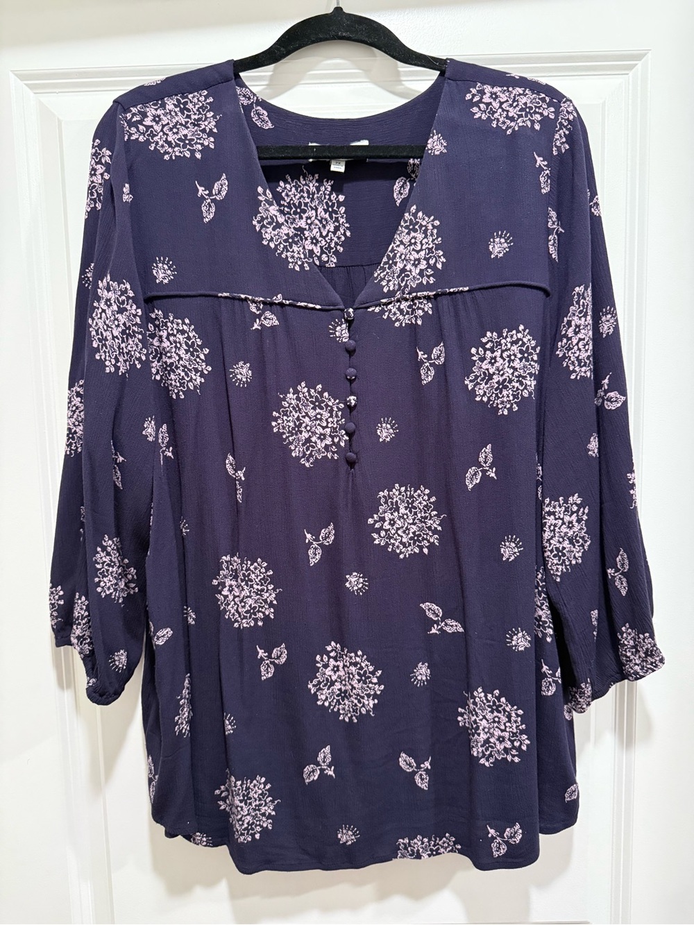 Skies Are Blue Purple Blouse with Lilac Floral Print